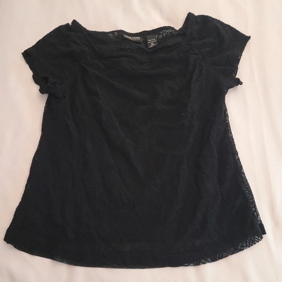 New York & Company Tops - New York & Company Black Lace Short Sleeve Tee